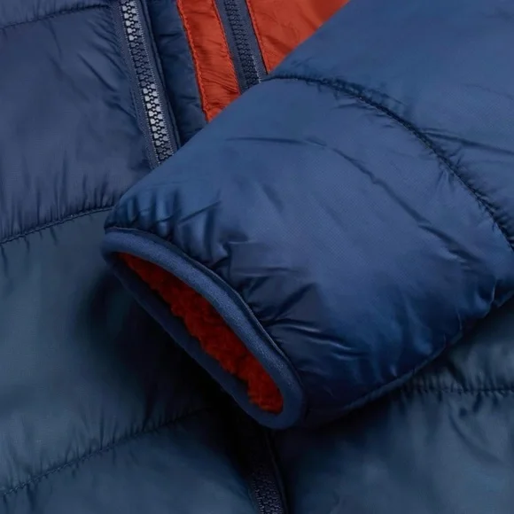 Boy’s Weatherproof Reversible Puffer Coat with hood, Large 14